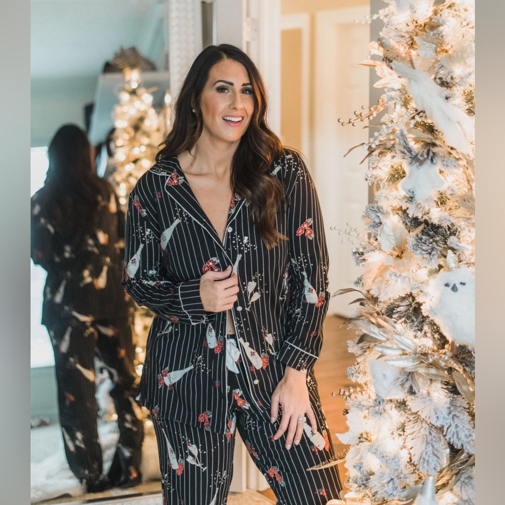 SOMA Modal / Cotton Bubbly 2 Piece Pants Red & Black Pajama Set XS